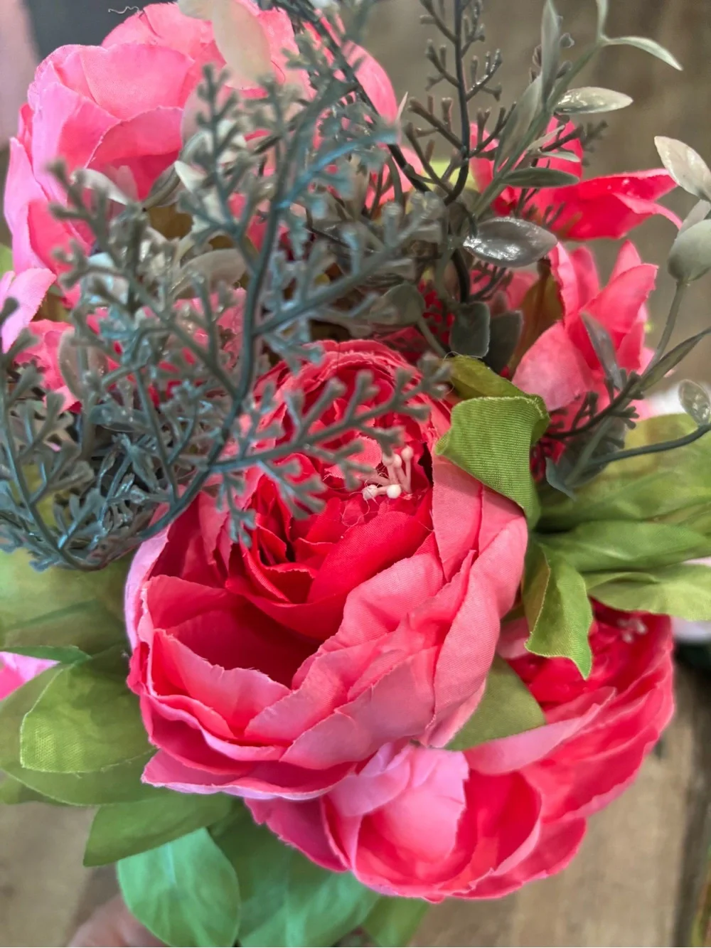 Ashland Faux Peony Bouquet - Hot Pink, Peach & White